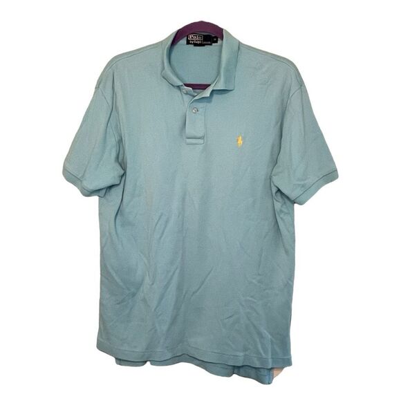 Polo Ralph Lauren Classic Fit Polo Shirt Light Blue Soft Cotton Short Sleeve M - Picture 1 of 6